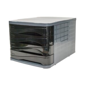 4 מגירות אחסון שחור שקוף