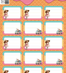 מדבקות שם ומקצוע דגם בובה גלידה