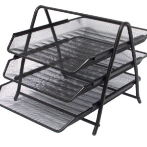 מעמד 3 מדפי ניירת מתכת שחורה