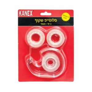 סלוטייפ שקוף 3 גלילים + מעמד